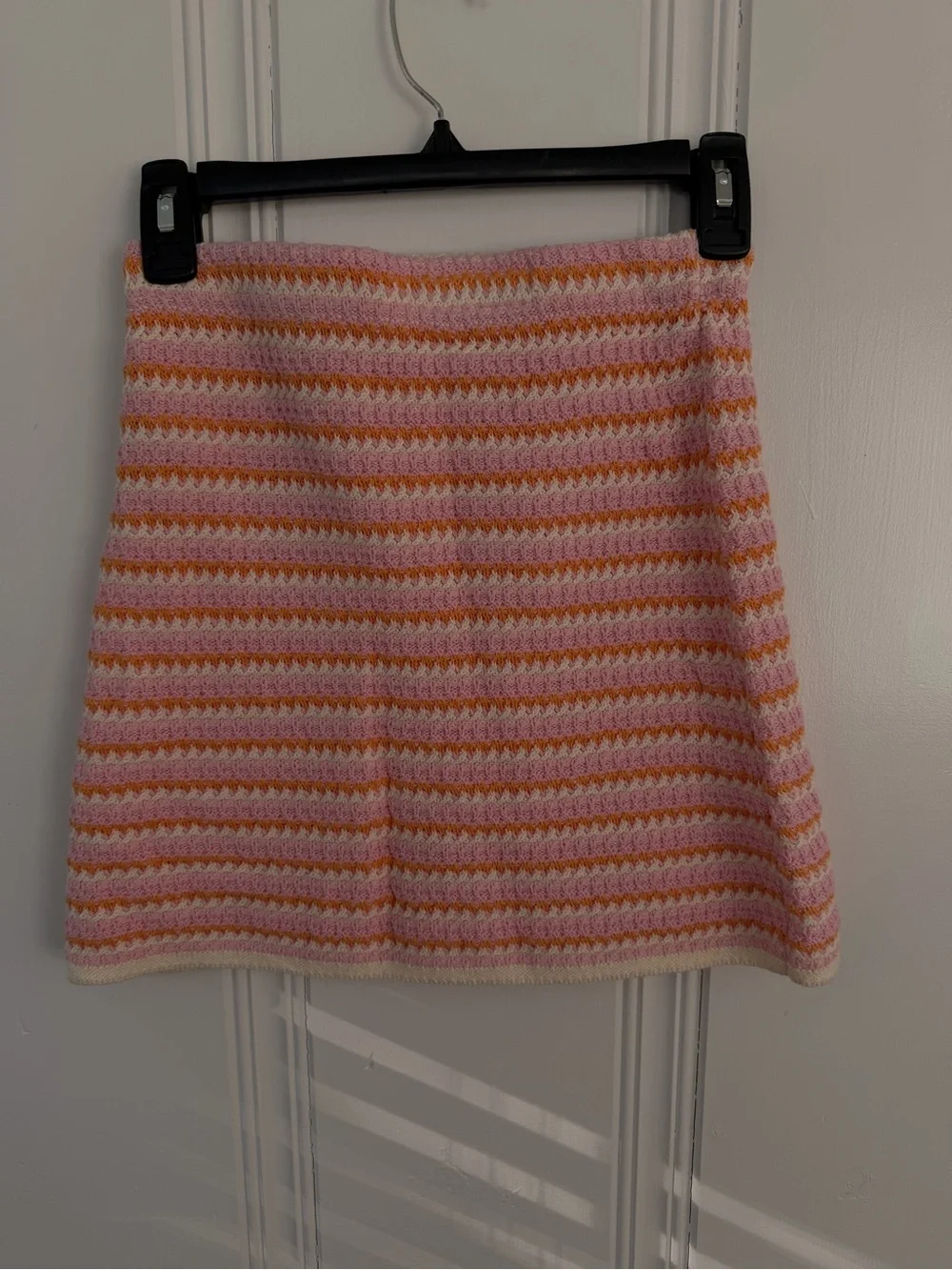 Zara kids Striped Pink & Cream Crochet Mini Skirt
